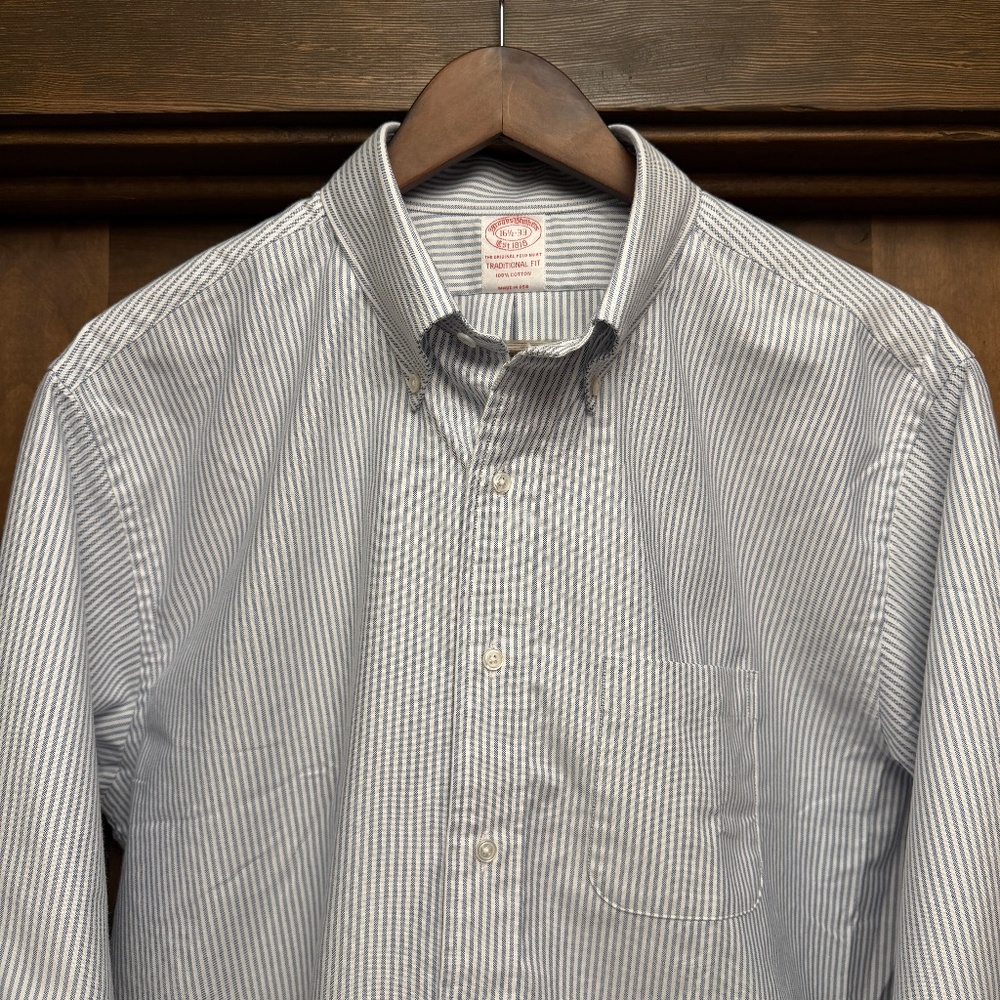 Brooks Brothers Oxford Cloth Button-Down Stripe Dress Shirt